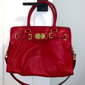 Michael Kors red leather handbag